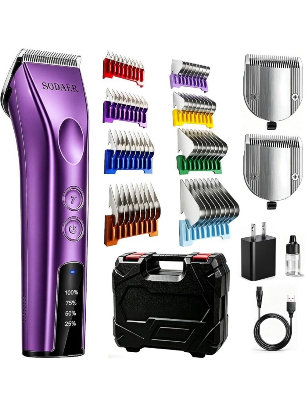 Cordless Professional Dog Grooming Clippers - Quiet, Rechargeable Pet Hair